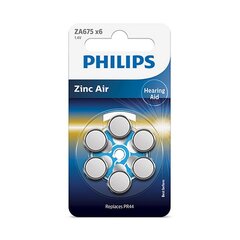 Philips ZA675 1.4 V elementai klausos aparatams, 6 vnt kaina ir informacija | Elementai | pigu.lt