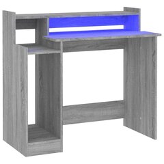 Rašomasis stalas su led apšvietimu, pilkas, 97x90x45cm, mediena цена и информация | Компьютерные, письменные столы | pigu.lt