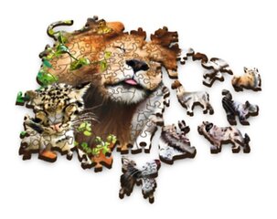 Medinė dėlionė Trefl Džiunglių katės, 500+1 d. kaina ir informacija | Dėlionės (puzzle) | pigu.lt