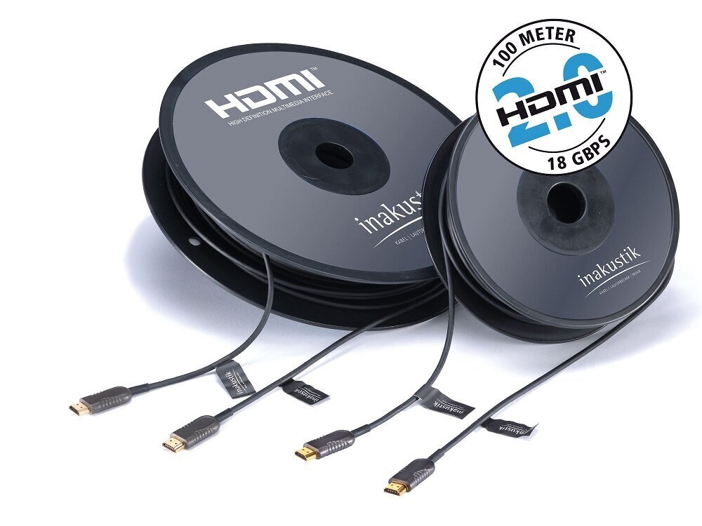 Kabelis HDMI-HDMI kištukai 20m (HDMI 2.0a) inakustik optinis цена и информация | Kabeliai ir laidai | pigu.lt