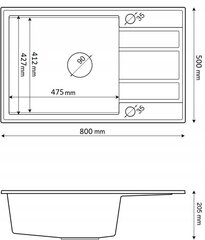Granitinė plautuvė Louis, juoda цена и информация | Раковины на кухню | pigu.lt