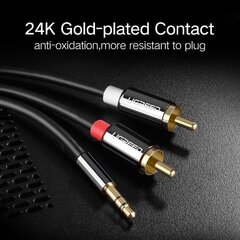 Ugreen AV116 garso laidas 3.5 mm į 2RCA, 3 m, juodas kaina ir informacija | Kabeliai ir laidai | pigu.lt