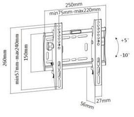 Cabletech UCH0184 23-42” kaina ir informacija | Televizorių laikikliai, tvirtinimai | pigu.lt