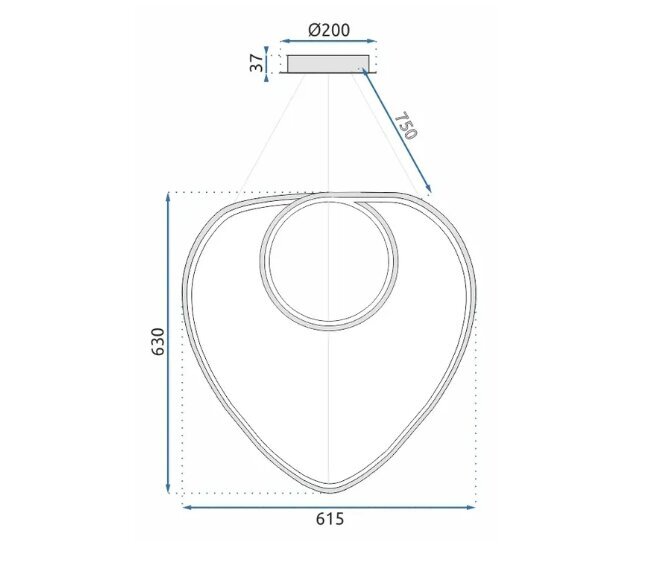 "Loop LED" pakabinamas lubų šviestuvas APP797-cp Gold + nuotolinio valdymo pultas kaina ir informacija | Pakabinami šviestuvai | pigu.lt