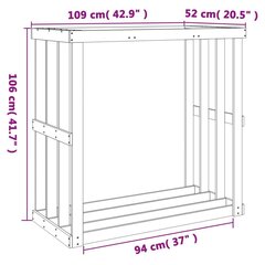 Lauko malkų laikiklis 844494, 109x52x106 cm, rudas kaina ir informacija | Sodo nameliai, malkinės, pastogės | pigu.lt