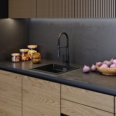 Granitinė kriauklė su sifonu Granitan Epir 44, juoda цена и информация | Раковины на кухню | pigu.lt