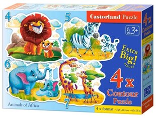 Dėlionė Castorland Afrikos gyvūnai 4in1, 22 d. kaina ir informacija | Dėlionės (puzzle) | pigu.lt