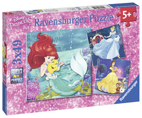 Dėlionė su princesėmis Ravensburger Princesė, 3 x 49 d. kaina ir informacija | Dėlionės (puzzle) | pigu.lt