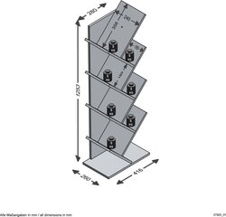 FMD Pastatoma knygų lentyna, baltos spalvos, geometrinio dizaino kaina ir informacija | Lentynos | pigu.lt