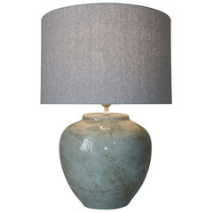Настольная лампа DKD Home Decor Полотно Керамика Серый (42 x 42 x 60 cm) цена и информация | Настольные светильники | pigu.lt