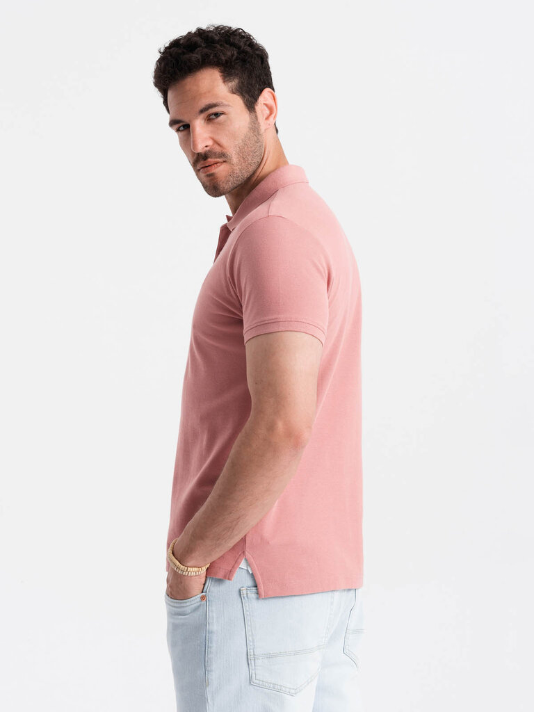 polo marškinėliai – tamsiai rožiniai v7 om-pobs-0100 kaina ir informacija | Vyriški marškinėliai | pigu.lt
