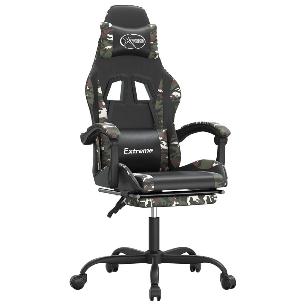 Žaidimų kėdė su pakoja , Dirbtinė oda, juoda/kamufliažinė spalva цена и информация | Biuro kėdės | pigu.lt