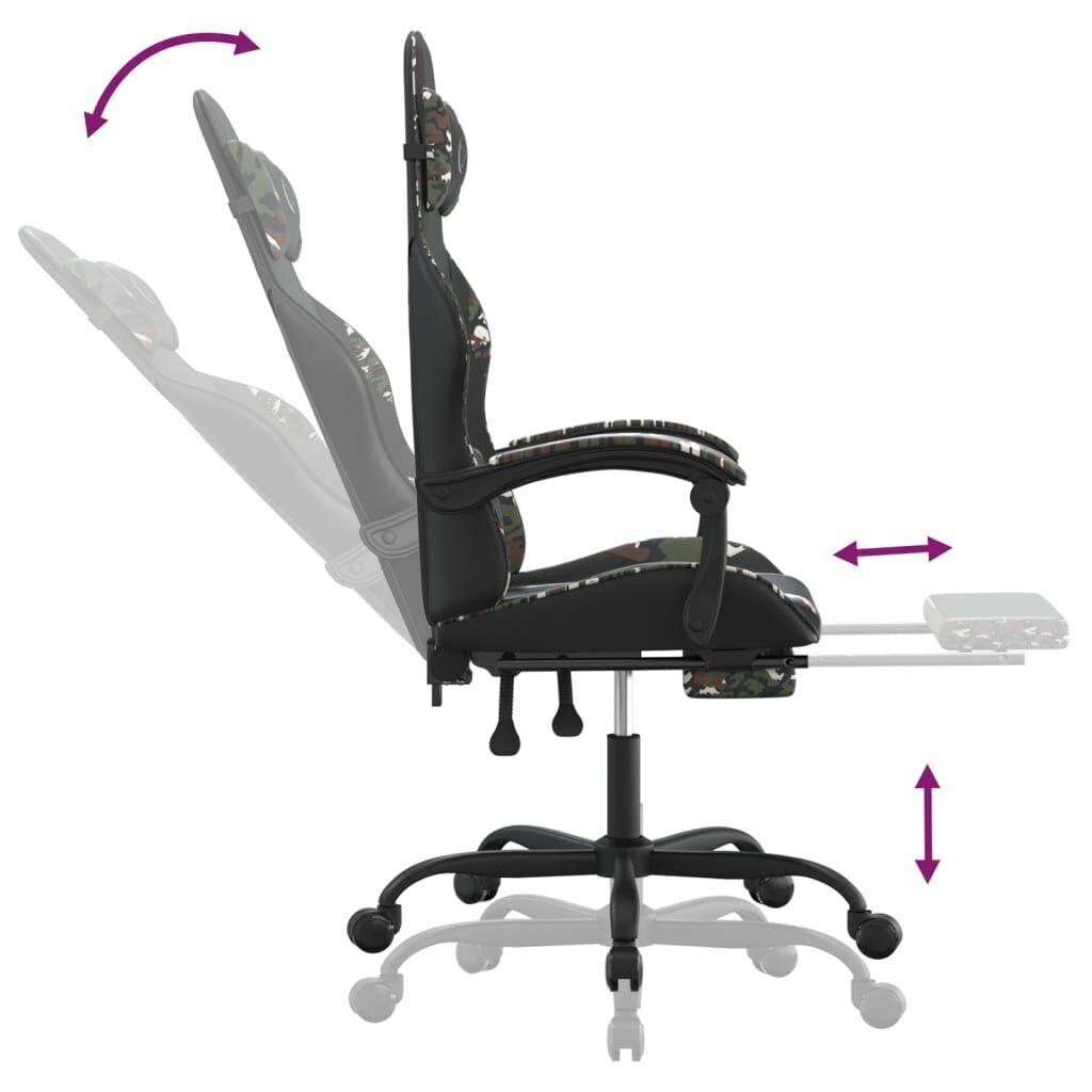 Žaidimų kėdė su pakoja , Dirbtinė oda, juoda/kamufliažinė spalva цена и информация | Biuro kėdės | pigu.lt