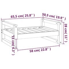 Lova šunims, pilka, 65,5x50,5x28cm, pušies medienos masyvas kaina ir informacija | Guoliai, pagalvėlės | pigu.lt