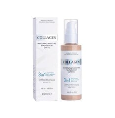 Тональный крем с коллагеном для сияния кожи - Натуральный беж Enough Collagen Whitening Moisture Foundation 3in1 SPF 15 №21, 100ml цена и информация | Пудры, базы под макияж | pigu.lt