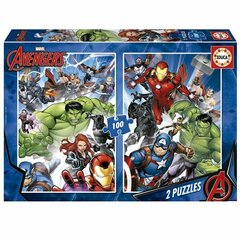 2 dėlionių rinkinys Educa Marvel The Avengers, 100 d. kaina ir informacija | Dėlionės (puzzle) | pigu.lt