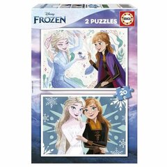 2 dėlionių rinkinys Educa Frozen (Ledo šalis), 20 d. kaina ir informacija | Dėlionės (puzzle) | pigu.lt