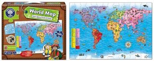 Dėlionė su plakatu Orchard Toys Pasaulio žemėlapis, 150 d. kaina ir informacija | Dėlionės (puzzle) | pigu.lt