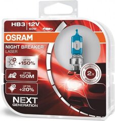 Автомобильные лампочки Osram Night Breaker Laser (Next Generation) HB3/9005, 2шт цена и информация | Автомобильные лампочки | pigu.lt