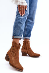 Suede Cowboy Boots with Lace D&A SN622-20 Camel 28043-21 цена и информация | Женские сапоги | pigu.lt