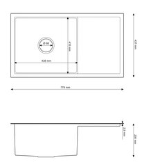 Plautuvė Granitan, 77x43 cm kaina ir informacija | Virtuvinės plautuvės | pigu.lt