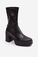 Women's Leather Boots on Heel GOE MM2N4047 Black 28368-21 цена и информация | Женские сапоги | pigu.lt