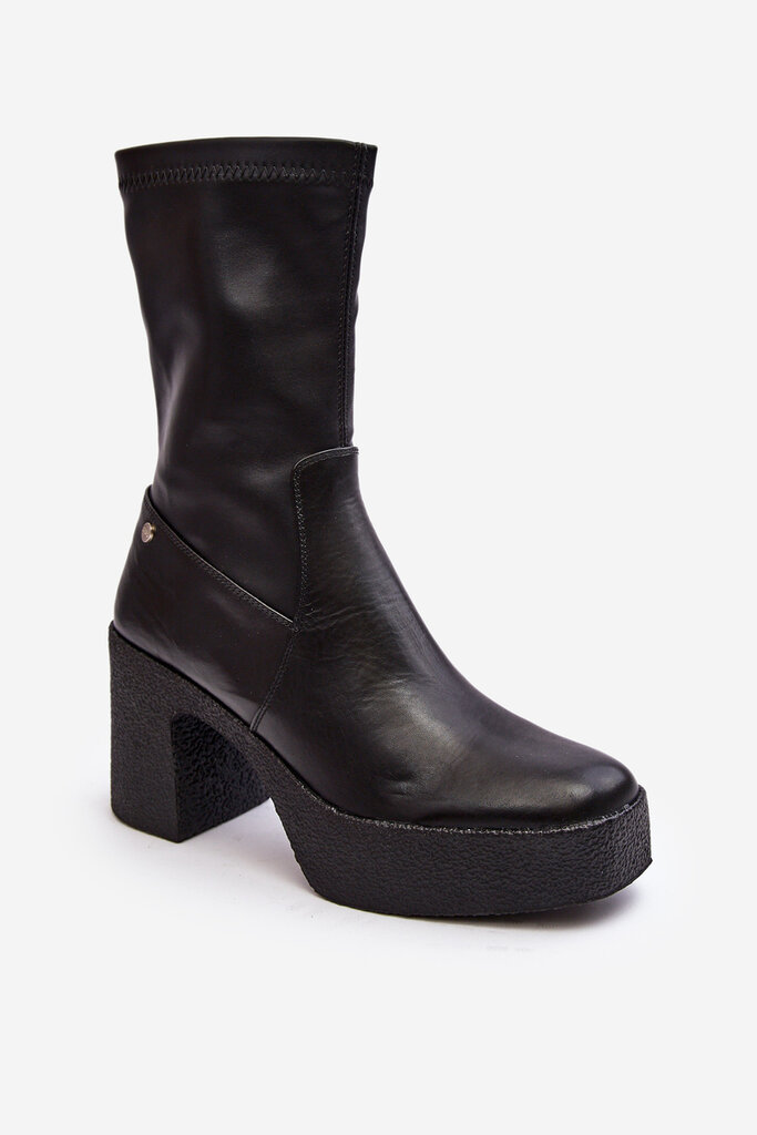 Moteriški odiniai batai ant kulno GOE MM2N4047 Black 28368-21 цена и информация | Aulinukai, ilgaauliai batai moterims | pigu.lt