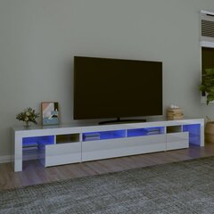 Tv spintelė su led apšvietimu, balta, 260 x 36,5 x 40 cm, blizgi цена и информация | Тумбы под телевизор | pigu.lt