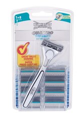 Skustuvas vyrams Wilkinson Sword Quattro Titanium Sensitive + 8 skustuvo galvutės kaina ir informacija | Skutimosi priemonės ir kosmetika | pigu.lt