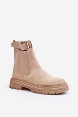 Suede Ankle Boots With Massive Sole Light Beige Ozaro 28530-21 цена и информация | Женские сапоги | pigu.lt