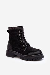 Women's Decorated Lace-up Ankle Boots Black Santelia 28532-21 цена и информация | Женские сапоги | pigu.lt