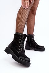 Women's Decorated Lace-up Ankle Boots Black Santelia 28532-21 цена и информация | Женские сапоги | pigu.lt