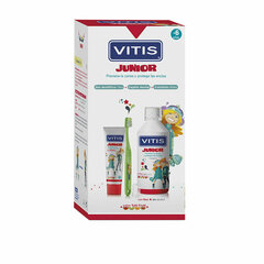 Rinkinys Vitis Junior Complete Care: dantų šepetėlis + dantų pasta, 75 ml + burnos skalavimo skystis, 500 ml цена и информация | Зубные щетки, пасты | pigu.lt