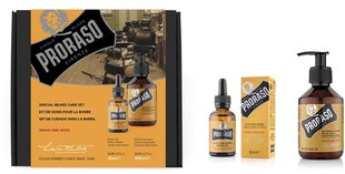 Barzdos priežiūros rinkinys vyrams Proraso Duo Pack Wood &amp; Spice Beard Oil &amp; Shampoo цена и информация | Косметика и средства для бритья | pigu.lt