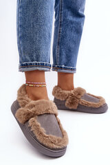 Women's Slippers with Fur Trim Grey Sailey 28686-21 цена и информация | Женские тапочки | pigu.lt