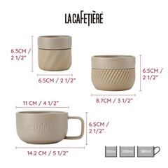 La Cafetière Porcelian Family Mug Set - 3 vnt. (3 dydžiai) - Miglė, 380ml, Harunis, 200ml, Kodrė, 100ml. kaina ir informacija | Kavos aparatai | pigu.lt