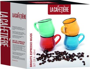 Набор из 4 чашек La Cafetiere Espresso в Ярких Цветах цена и информация | Кофемашины | pigu.lt