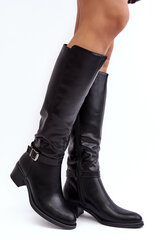 Women's Black Knee High Flat Heel Boots Bafiske 28721-21 цена и информация | Женские сапоги | pigu.lt