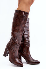 Women's Knee-High Boots with Stiletto Heels and Snake Pattern Delul 28742-21 цена и информация | Женские сапоги | pigu.lt