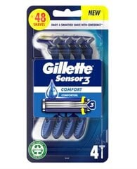 Набор бритвенных лезвий Gillette Sensor 3 ComfortGel, 4 штуки цена и информация | Косметика и средства для бритья | pigu.lt