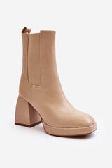 Women's platform and heel ankle boots in beige Stelares 28798-21 цена и информация | Женские сапоги | pigu.lt