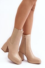 Women's platform and heel ankle boots in beige Stelares 28798-21 цена и информация | Женские сапоги | pigu.lt