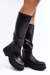 Women's black knee-high boots with a thick sole Beatrizia 28800-21 цена и информация | Женские сапоги | pigu.lt