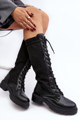 Women's lace-up boots with elastic upper black Virxinia 28801-21 цена и информация | Женские сапоги | pigu.lt