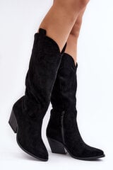 Moteriški kaubojiški batai su aukštu kulnu juodi Oppore 28803-21 kaina ir informacija | Aulinukai, ilgaauliai batai moterims | pigu.lt