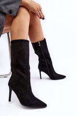 Women's Half-Calf Boots with Stiletto Heel Black Odetteia 28838-21 цена и информация | Женские сапоги | pigu.lt