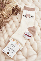Šiltos moteriškos kojinės su meškiuku Beige 29088-142 kaina ir informacija | Moteriškos kojinės | pigu.lt