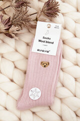 Moteriškos storos kojinės su meškiuku rožinės spalvos 29097-142 kaina ir informacija | Moteriškos kojinės | pigu.lt