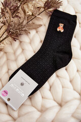 Women's Patterned Socks with Bear Black 29123-142 цена и информация | Женские носки | pigu.lt