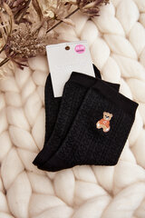 Moteriškos raštuotos kojinės su meškiuku juodos spalvos 29123-142 kaina ir informacija | Moteriškos kojinės | pigu.lt